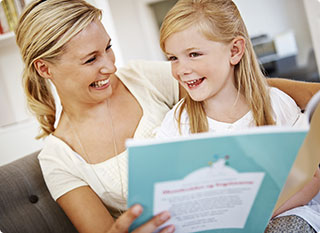 mother and daughter reading